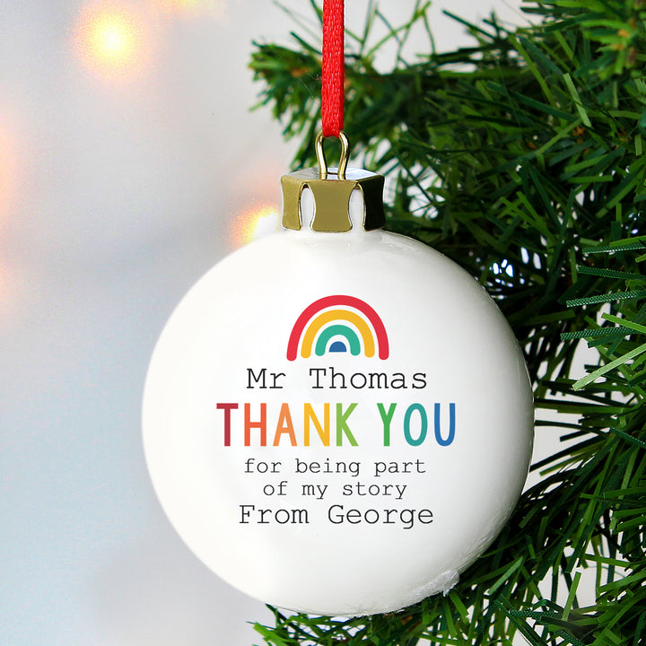 Personalised Rainbow Thank You Bauble in gift category Personalised Baubles