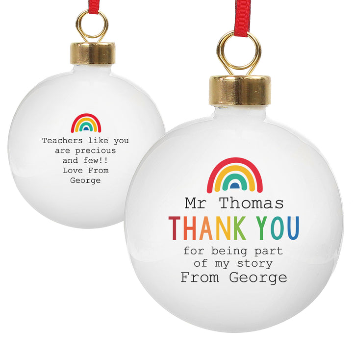 Personalised Rainbow Thank You Bauble in gift category Personalised Baubles