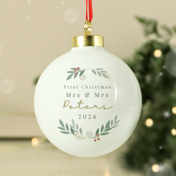 Buy Personalised Christmas Foliage Bauble available now at www.giftsfinder.co.uk