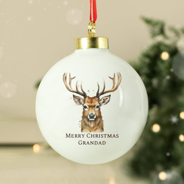 Personalised Watercolour Stag Bauble