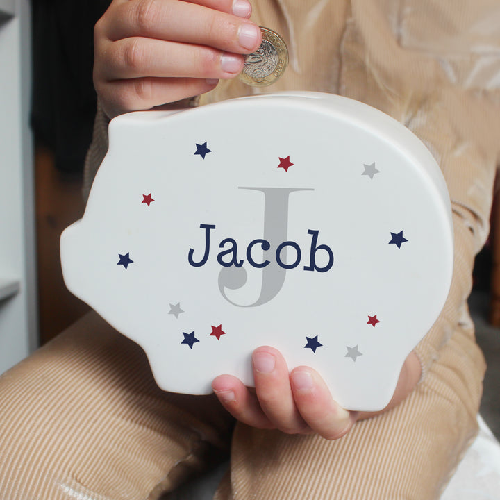 Buy Personalised Name & Initial Piggy Bank at www.giftsfinder.co.uk