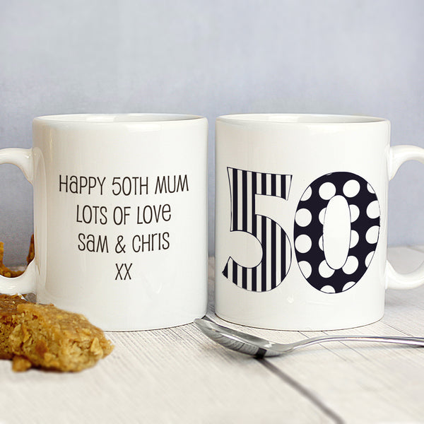 Buy Personalised Monotone Numbers Mug available now at www.giftsfinder.co.uk