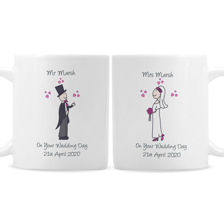 Personalised Bride & Groom Mug Set - part of the Personalised Wedding Gifts collection