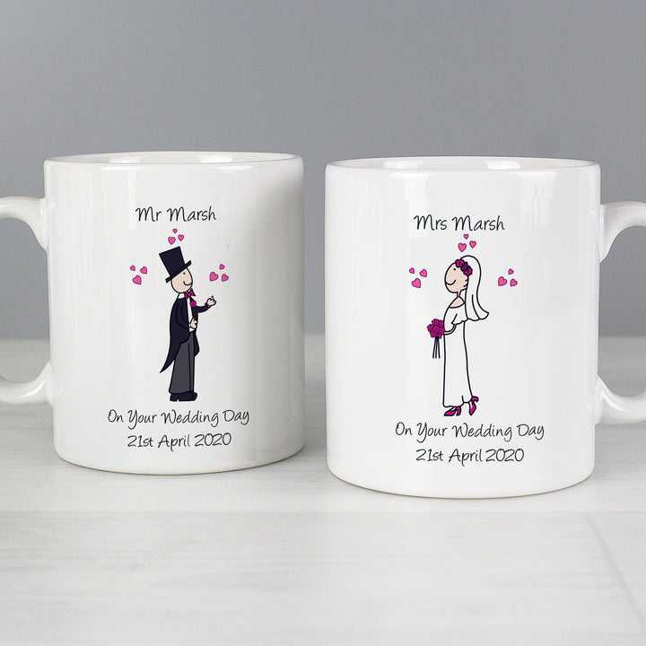 Personalised Bride & Groom Mug Set - part of the Personalised Wedding Gifts collection