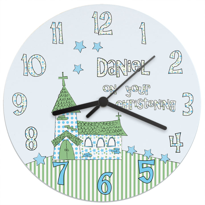 Buy Personalised Church Boys Christening Clock available now at www.giftsfinder.co.uk