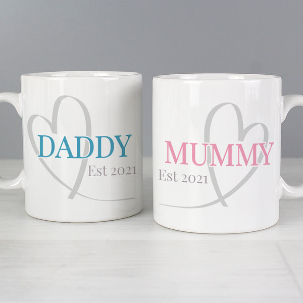 Buy Personalised Mummy & Daddy Mug Set at www.giftsfinder.co.uk