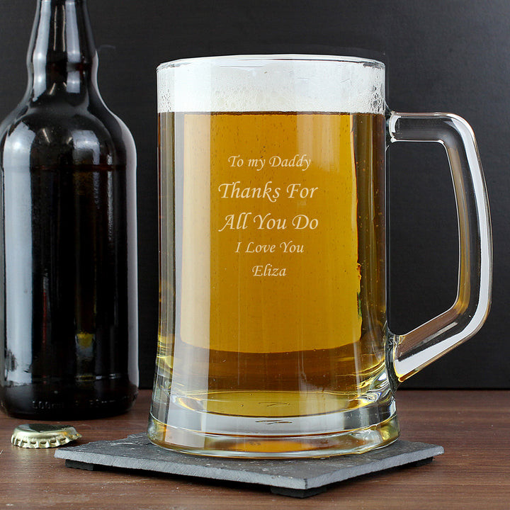 Engraved Personalised Glass Pint Stern Tankard (Personalised Tankards) available to buy now at www.giftsfinder.co.uk