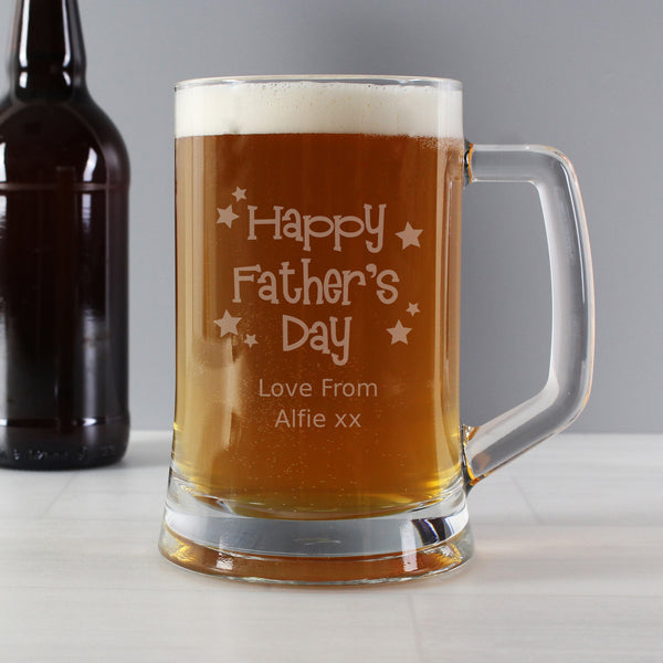 Buy Personalised Happy Father's Day Stars Pint Stern Tankard available now at www.giftsfinder.co.uk