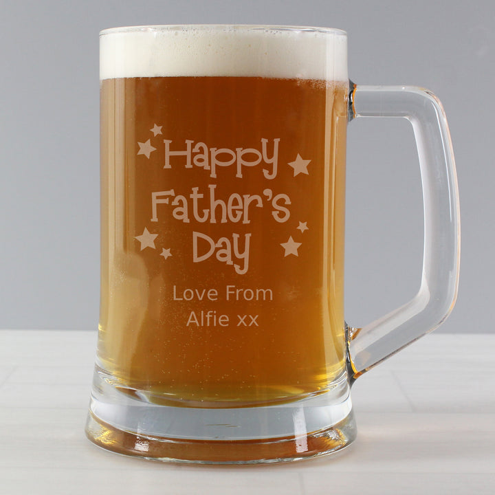 Personalised Happy Father's Day Stars Pint Stern Tankard - part of the Gifts Finder Personalised Father's Day Gifts collection