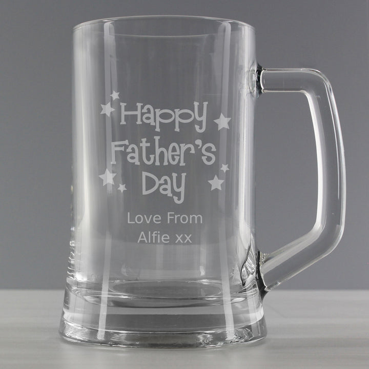 Personalised Happy Father's Day Stars Pint Stern Tankard - part of the Gifts Finder Personalised Father's Day Gifts collection