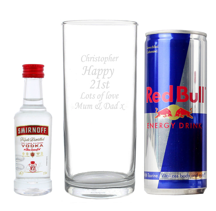 Personalised Vodka and Red Bull Gift Set in gift category Personalised Alcohol Gift Sets