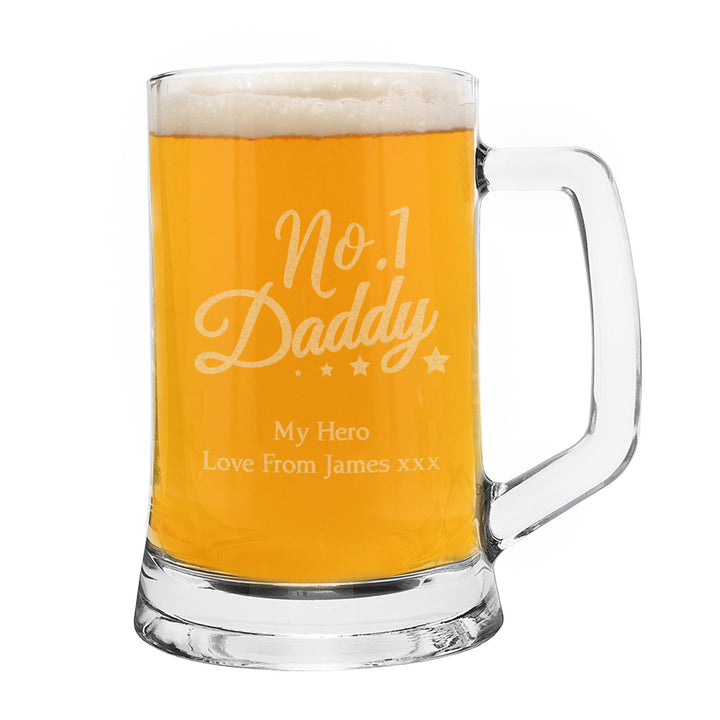 Personalised No.1 Daddy Glass Pint Stern Tankard - part of the Gifts Finder Personalised Father's Day Gifts collection