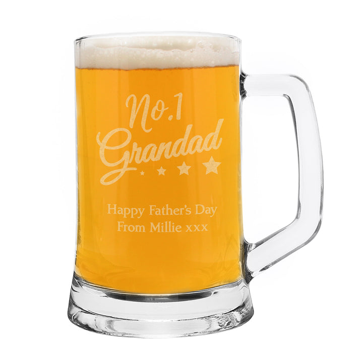 Personalised No.1 Grandad Glass Pint Stern Tankard - part of the Gifts Finder Personalised Father's Day Gifts collection