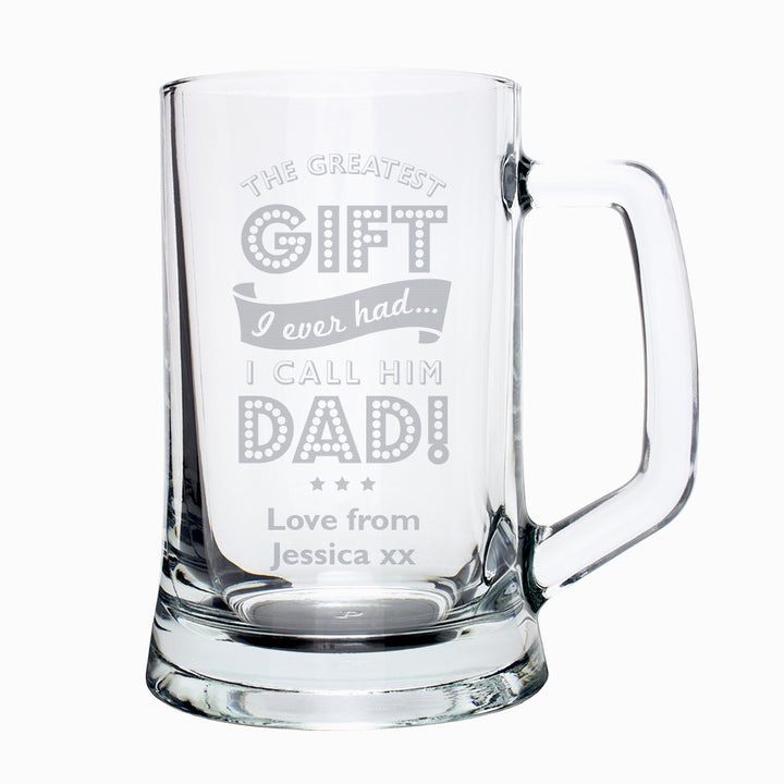 Personalised Greatest Dad Glass Pint Stern Tankard - part of the Gifts Finder Personalised Father's Day Gifts collection