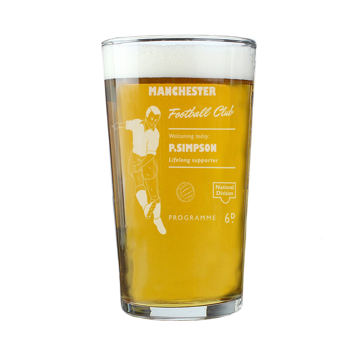 Personalised Vintage Football Supporter's Pint Glass - part of the Gifts Finder Personalised Beer Pint Glasses And Tankards collection