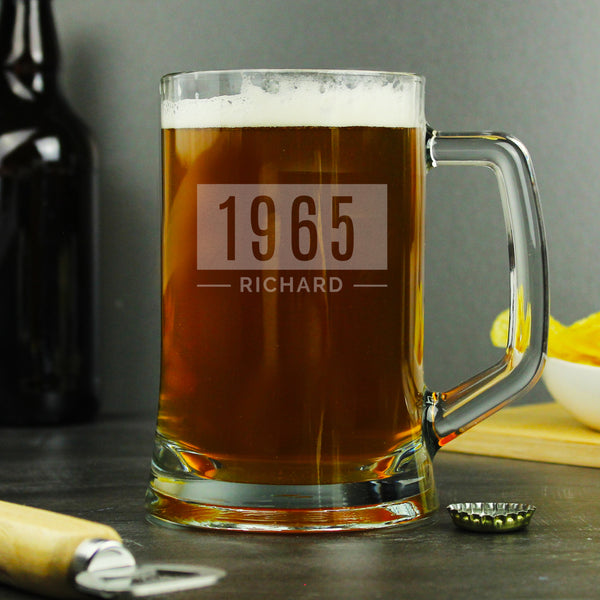 Buy Personalised Name & Date Pint Stern Tankard - Father's Day gift at www.giftsfinder.co.uk