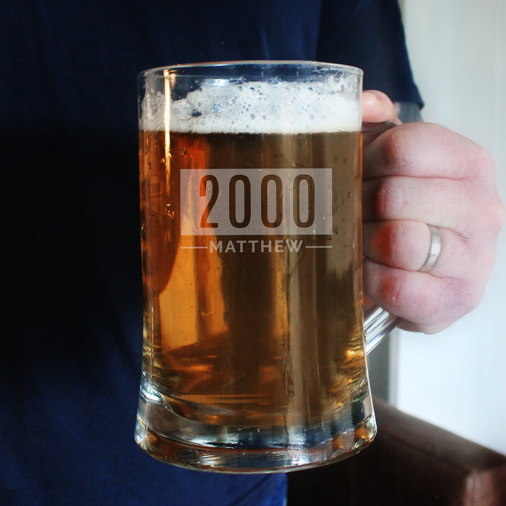 Buy Personalised Name & Date Pint Stern Tankard - Father's Day gift at www.giftsfinder.co.uk