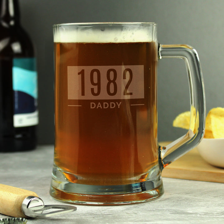 Buy Personalised Name & Date Pint Stern Tankard - Father's Day gift at www.giftsfinder.co.uk