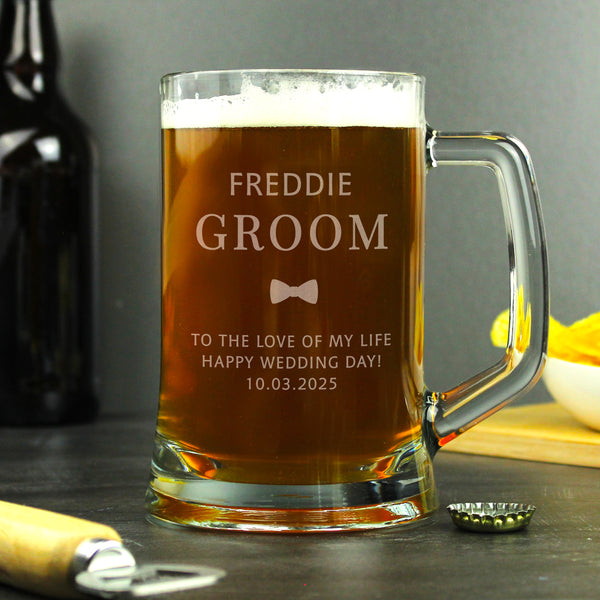 Buy Personalised Groom Pint Stern Tankard at www.giftsfinder.co.uk