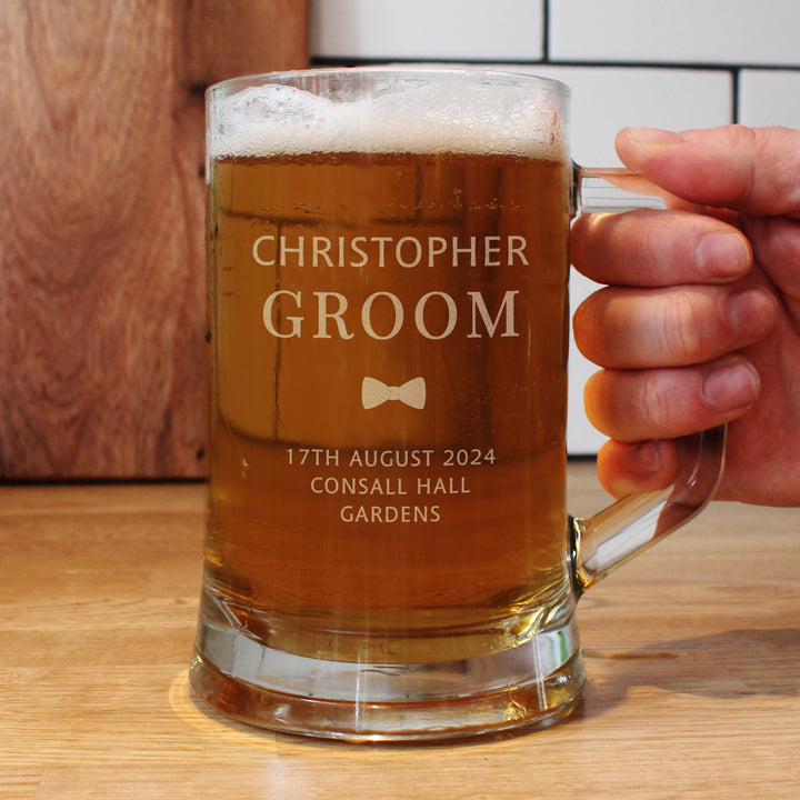 Personalised Groom Pint Stern Tankard - part of the Gifts Finder Personalised Wedding Gifts collection