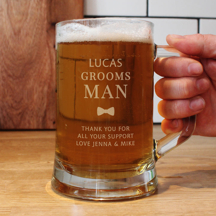 Personalised Groomsman Pint Stern Tankard - part of the Gifts Finder Personalised Wedding Gifts collection