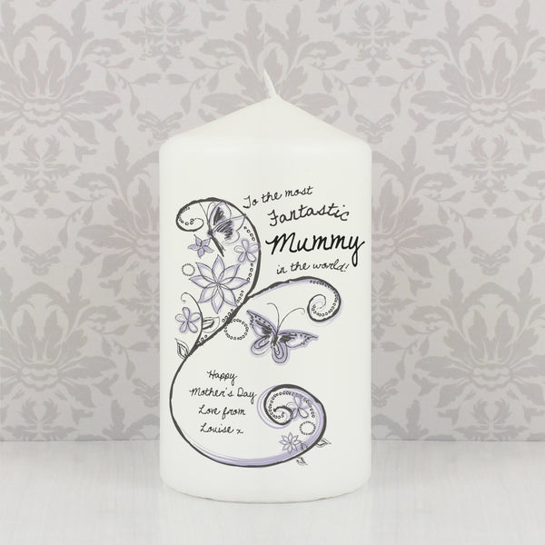 Buy Personalised Flower Pattern Pillar Candle available now at www.giftsfinder.co.uk