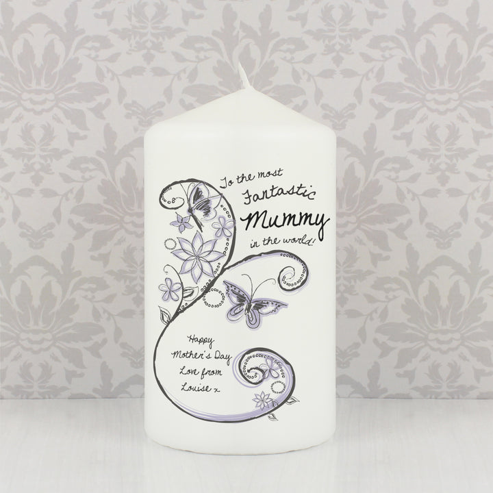 Buy Personalised Flower Pattern Pillar Candle available now at www.giftsfinder.co.uk