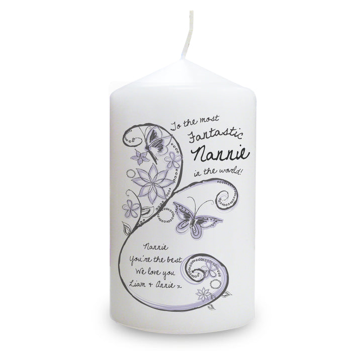 Buy Personalised Flower Pattern Pillar Candle available now at www.giftsfinder.co.uk