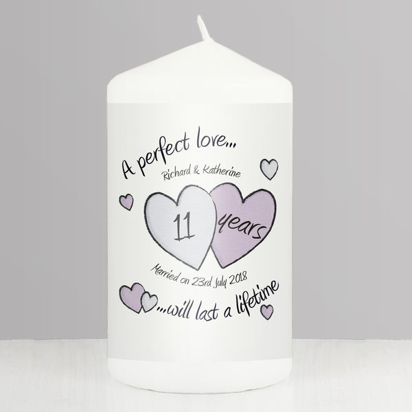 Buy Personalised A Perfect Love Anniversary Pillar Candle available now at www.giftsfinder.co.uk