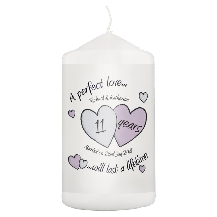 Personalised A Perfect Love Anniversary Pillar Candle - part of the Gifts Finder Personalised Candles collection