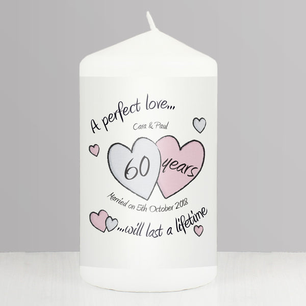 Buy Personalised A Perfect Love Diamond Anniversary Pillar Candle available now at www.giftsfinder.co.uk