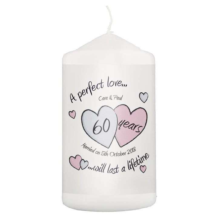 Buy Personalised A Perfect Love Diamond Anniversary Pillar Candle available now at www.giftsfinder.co.uk