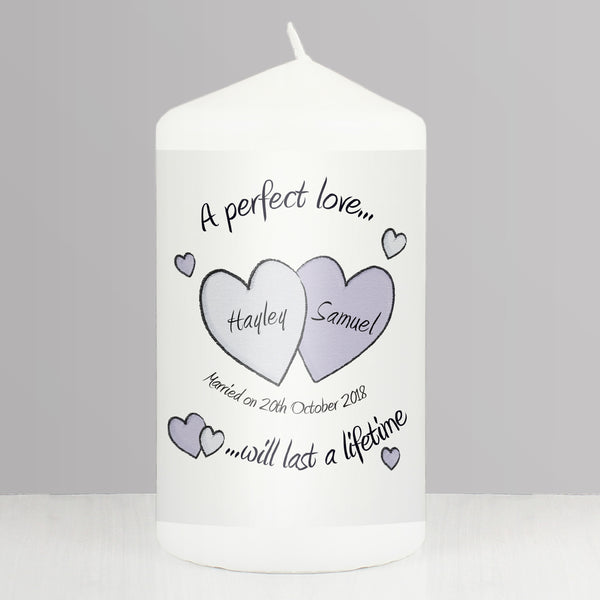 Buy Personalised A Perfect Love Wedding Pillar Candle available now at www.giftsfinder.co.uk