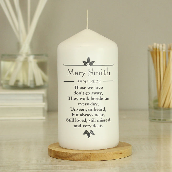 Personalised Sentiments 'Those We Love' Pillar Candle in gift category Personalised Candles