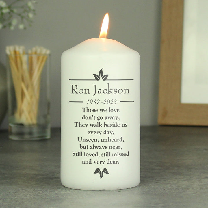 Personalised Sentiments 'Those We Love' Pillar Candle in gift category Personalised Candles