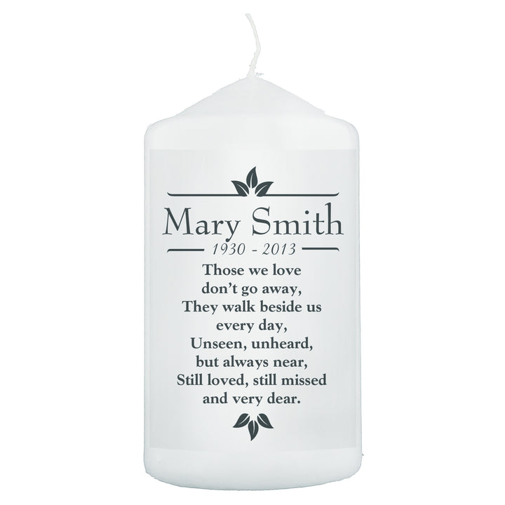 Personalised Sentiments 'Those We Love' Pillar Candle in gift category Personalised Candles