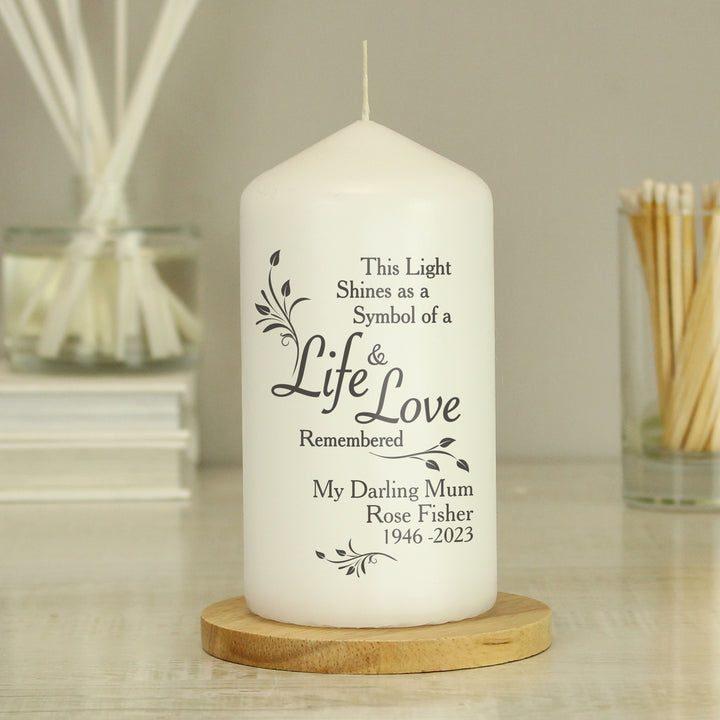 Buy Personalised Life & Love Pillar Candle available now at www.giftsfinder.co.uk