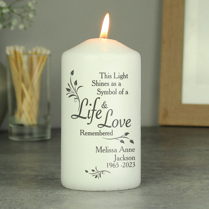 Buy Personalised Life & Love Pillar Candle available now at www.giftsfinder.co.uk