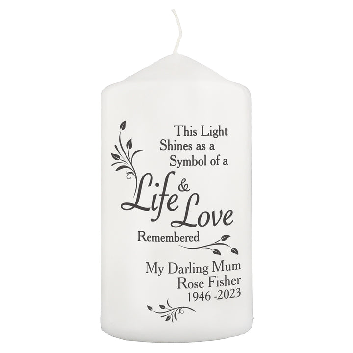 Buy Personalised Life & Love Pillar Candle available now at www.giftsfinder.co.uk