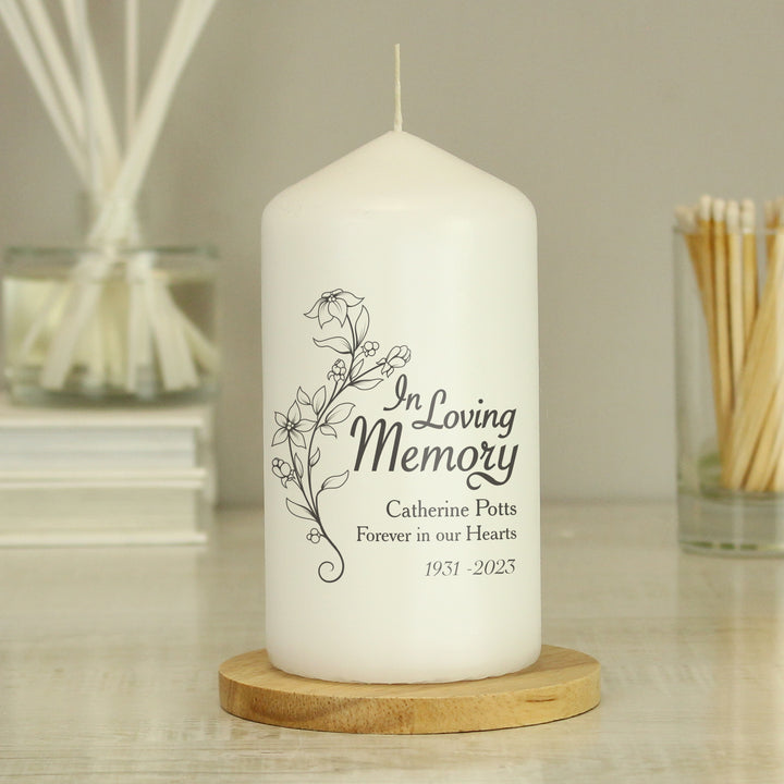 Buy Personalised In Loving Memory Pillar Candle available now at www.giftsfinder.co.uk