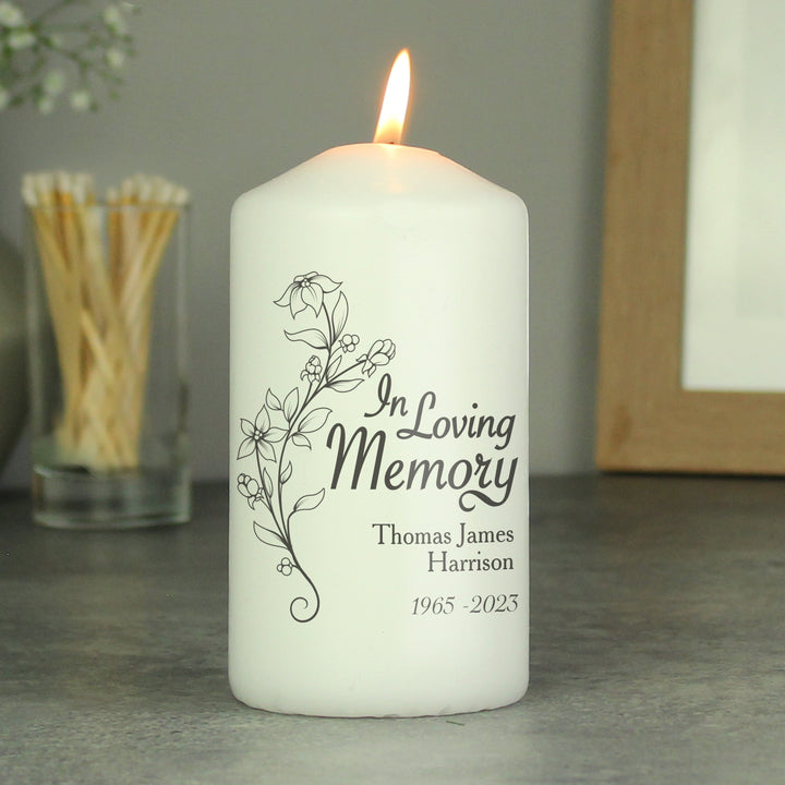 Buy Personalised In Loving Memory Pillar Candle available now at www.giftsfinder.co.uk