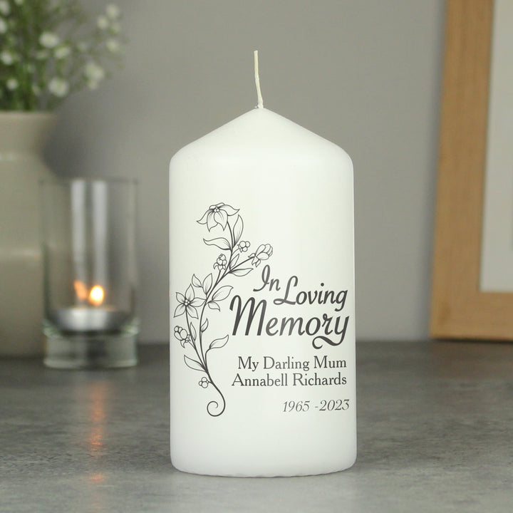 Buy Personalised In Loving Memory Pillar Candle available now at www.giftsfinder.co.uk