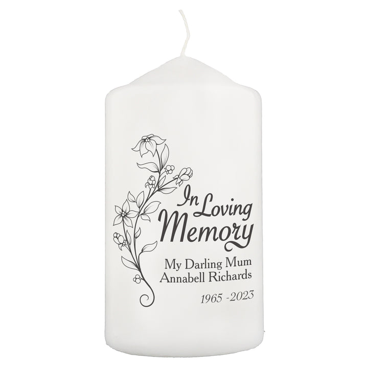 Buy Personalised In Loving Memory Pillar Candle available now at www.giftsfinder.co.uk