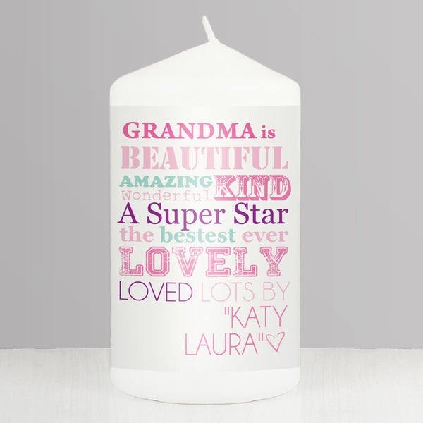 Personalised She Is... Pillar Candle in gift category Personalised Candles