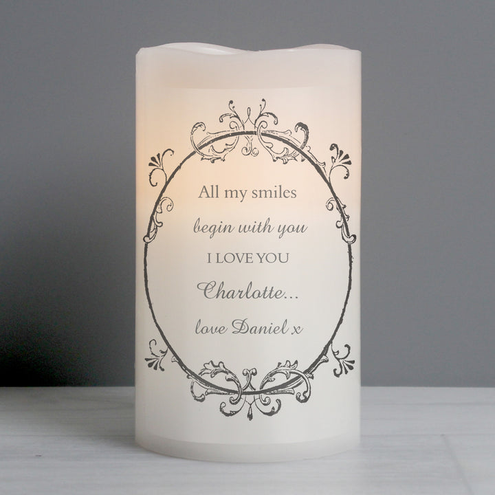 Personalised Ornate Frame LED Candle - part of the Gifts Finder Personalised LED Candles collection