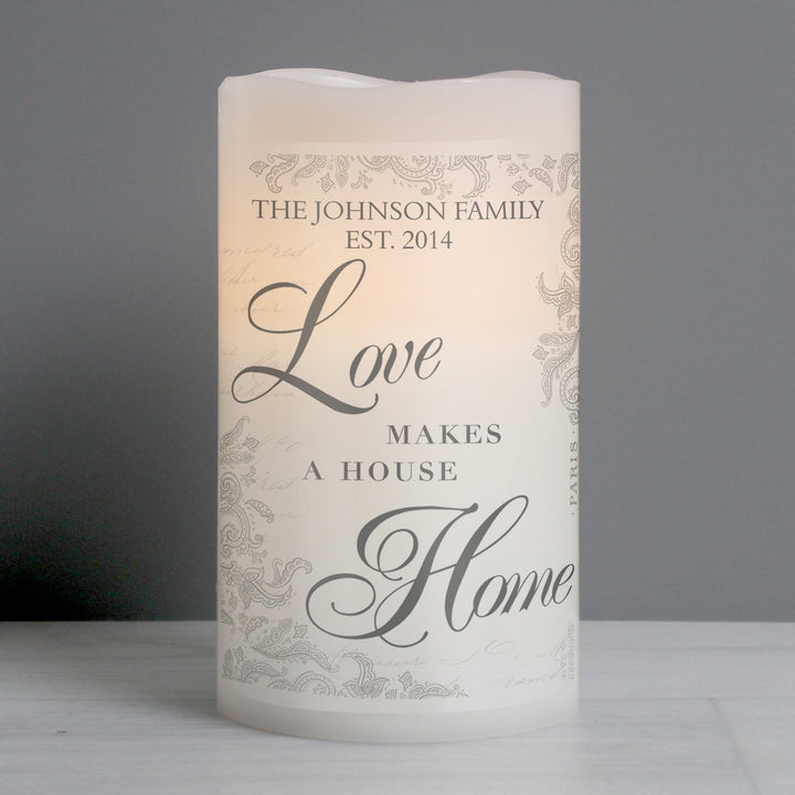 Personalised Love Makes A Home LED Candle - part of the Gifts Finder Personalised LED Candles collection