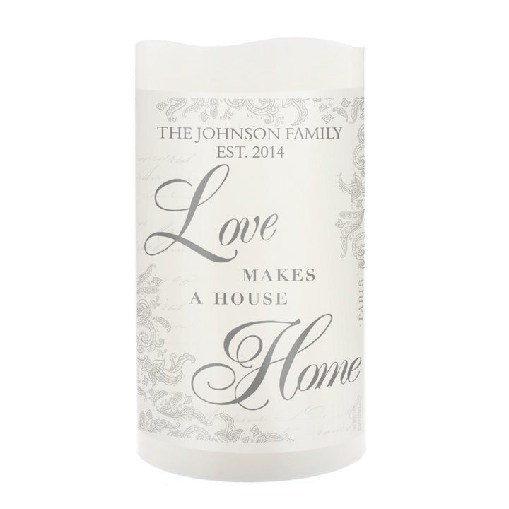 Personalised Love Makes A Home LED Candle - part of the Gifts Finder Personalised LED Candles collection