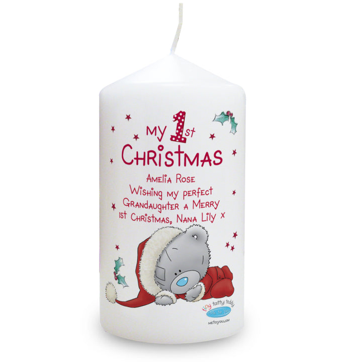 Personalised Me To You My 1st Christmas Pillar Candle - part of the Gifts Finder Personalised Candles collection