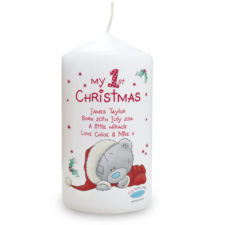 Personalised Me To You My 1st Christmas Pillar Candle - part of the Gifts Finder Personalised Candles collection