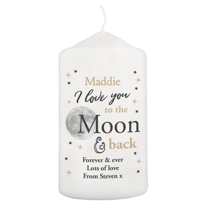 Personalised To the Moon and Back... Pillar Candle in gift category Personalised Candles